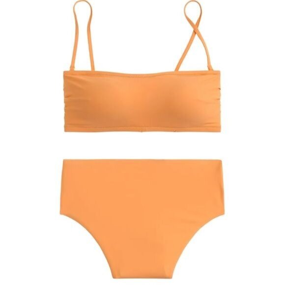 J. Crew Bandeau High Cut Waist Bikini in Warm Clementine Size XS NWT
